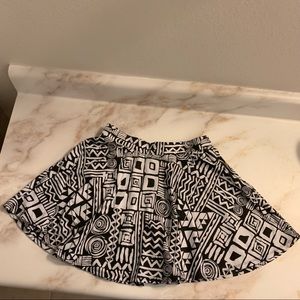 Black & White Abstract Shapes Print Skater Skirt